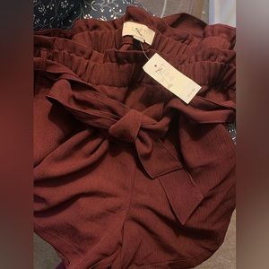 NWT LOFT Paper Bag Shorts Sz Medium Maroon